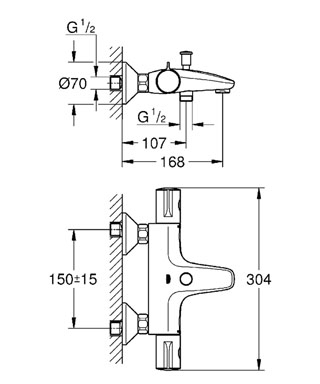 Mitigeur thermostatique bain-douche Grohtherm 800 34569000 Grohe