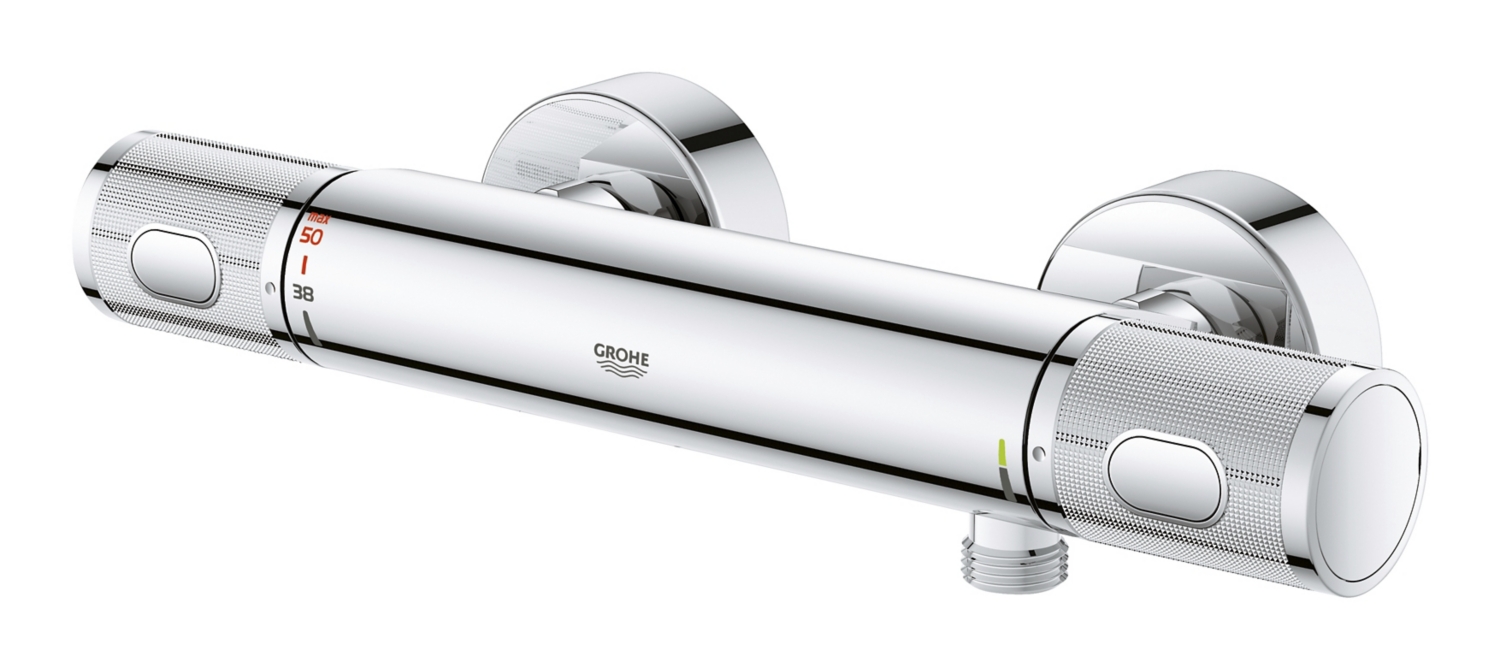 Grohe - Mitigeur douche Grohtherm et douchette + barre de douche + porte  savon Tempesta