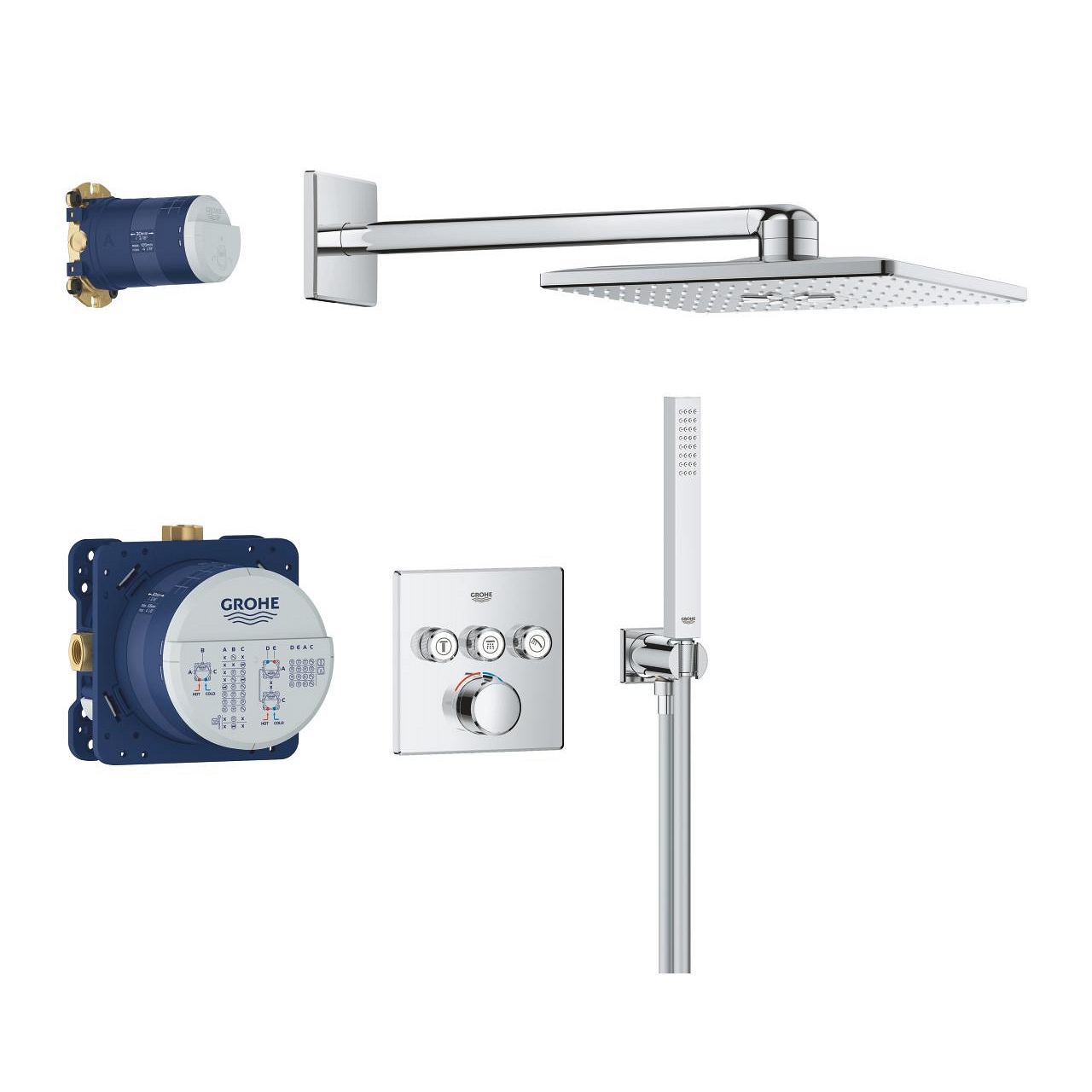 Pack encastré Grohtherm Rainshower Smartactive Cube 310 stylo Grohe