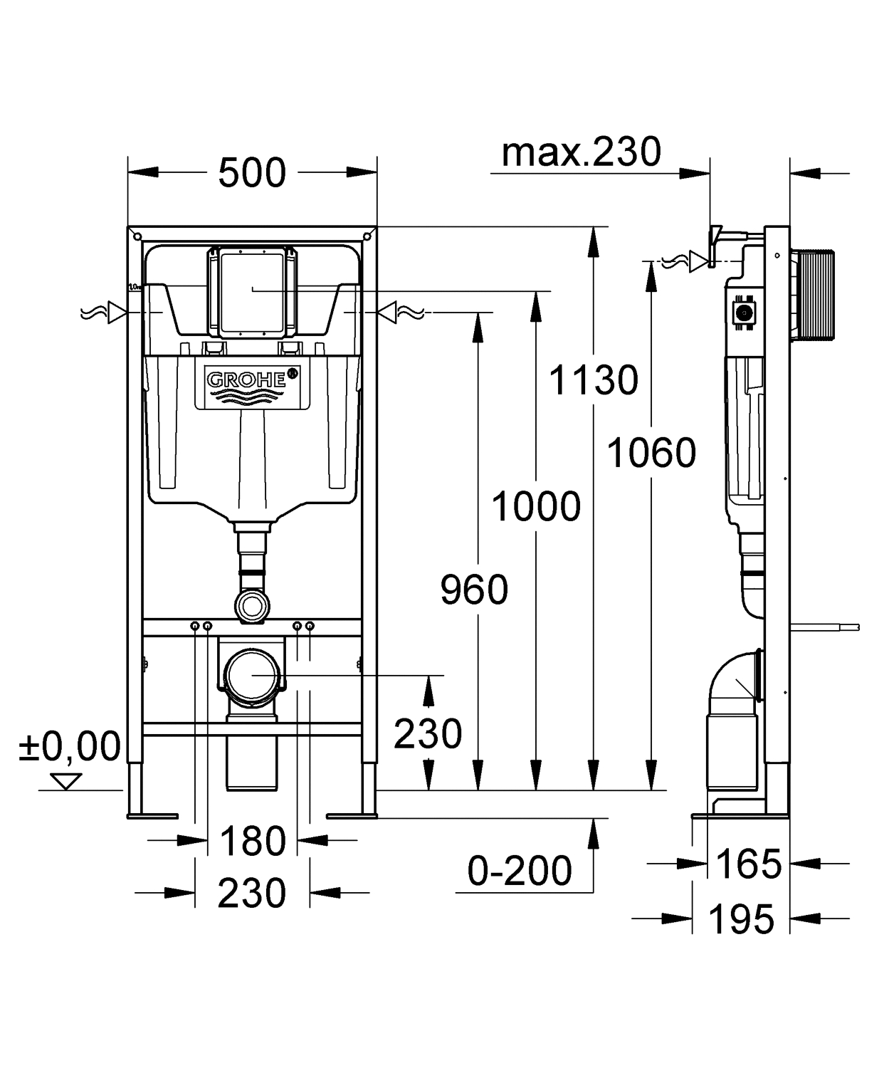 Bâti-support Rapid SL - Hauteur standard autoportant 38340001 Grohe