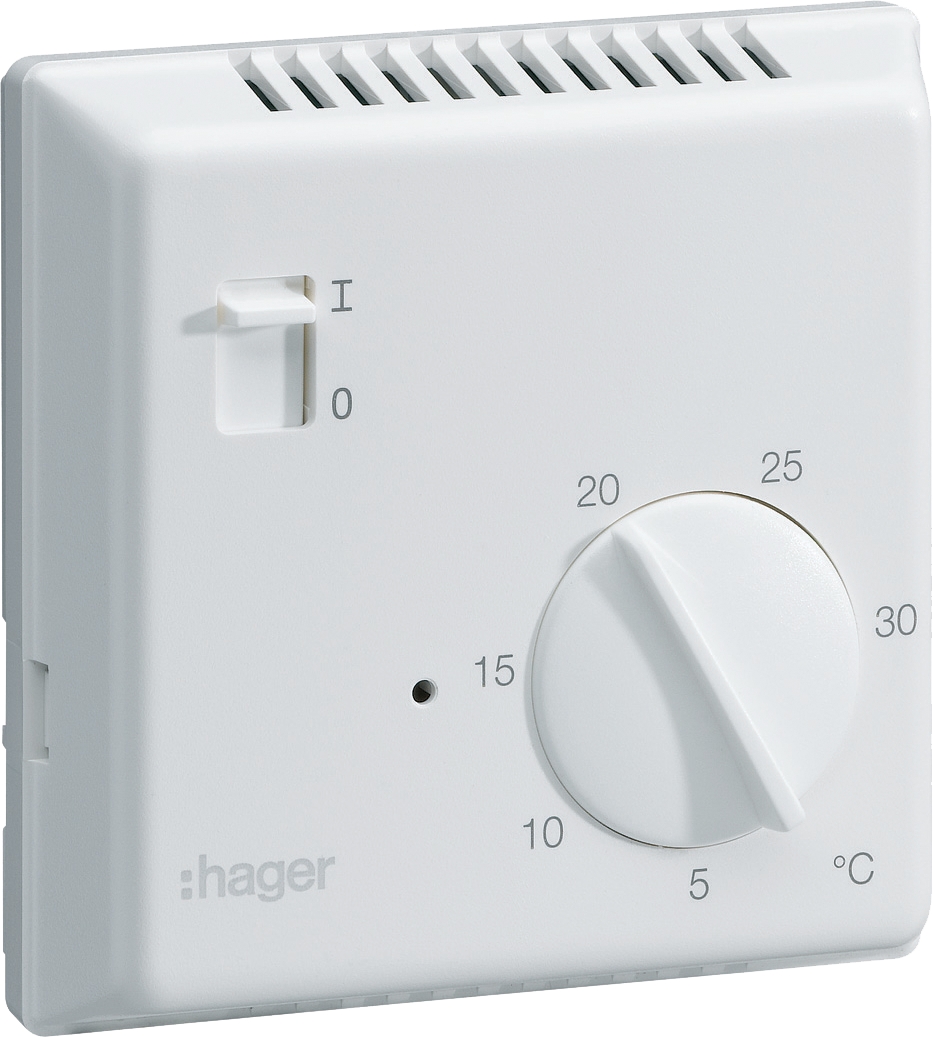 Thermostat éléctronique saillie avec entrée fil pilote Hager