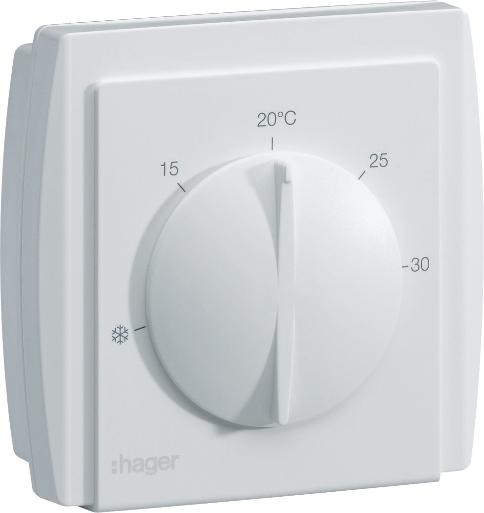 Thermostat ambiance à membrane multi-tension chauf eau ch sortie invers 10 A 230 V Hager