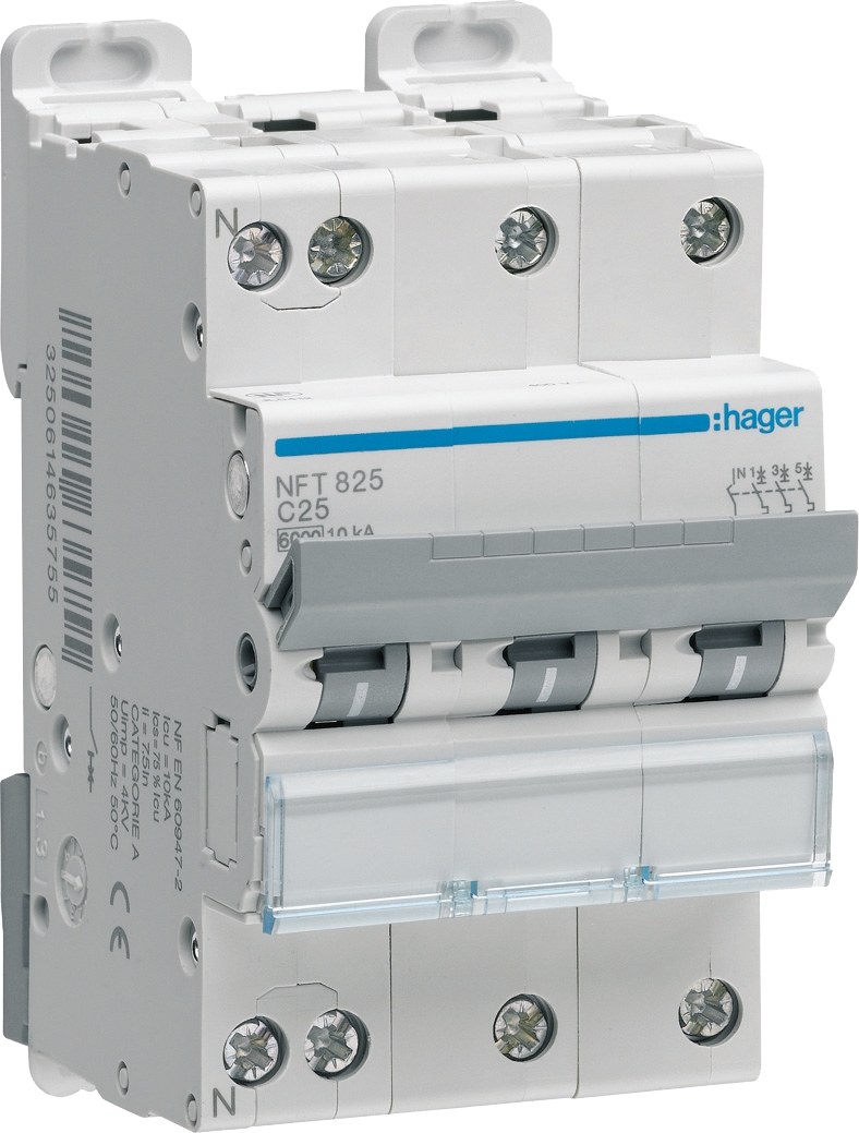 Disjoncteur 3P+N - Courbe D - 6-10kA