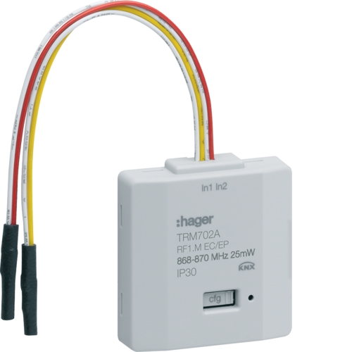 Émetteur 2 entrées à pile KNX TRM702A Radio Hager
