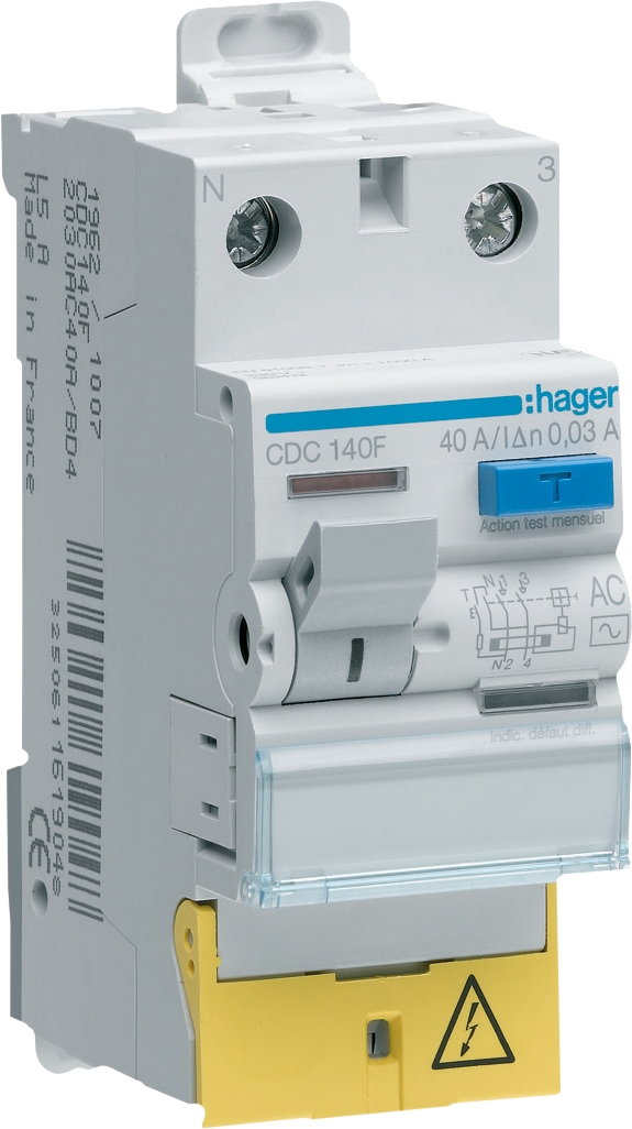 Interrupteur différentiel 2 P - Type AC Hager