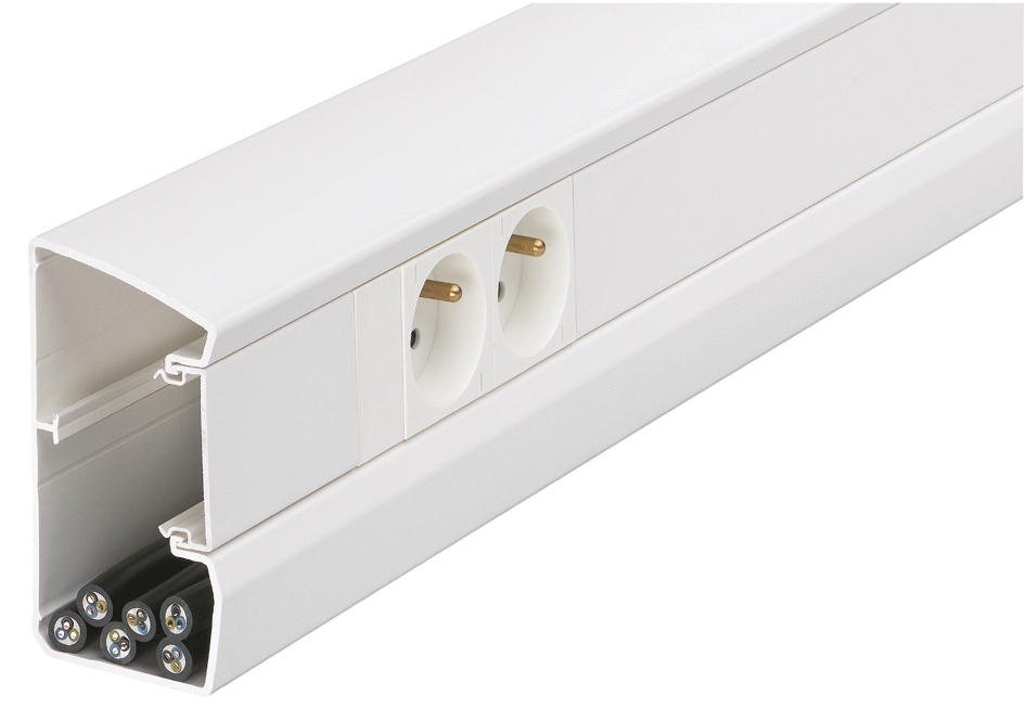 Goulotte appareillable queraz GBD-GBA 50x100 enclipsage direct blanc signalisation Hager