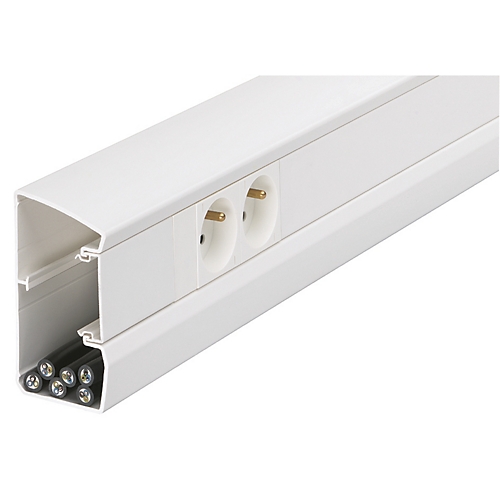 Goulotte appareillable queraz GBD-GBA 50x100 enclipsage direct blanc signalisation Hager