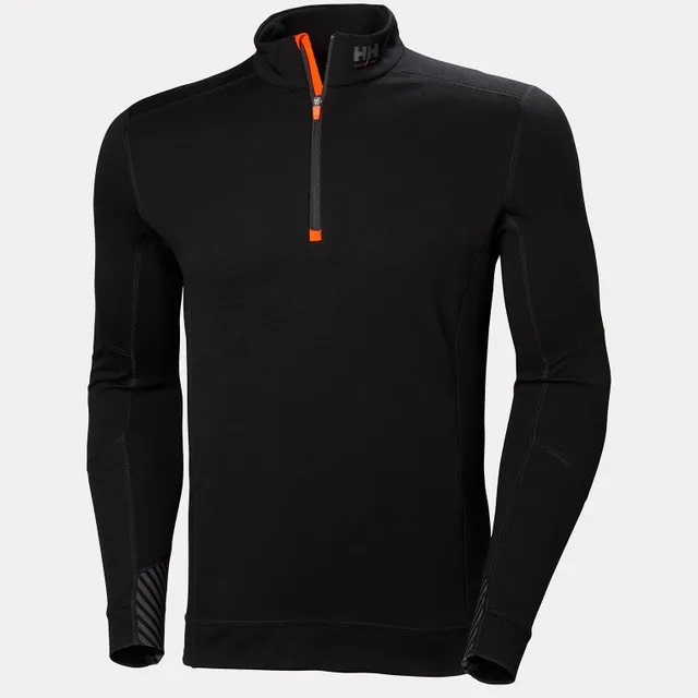 Tee-shirt demi-zippé laine de mérinos homme Lifa Merino noir Helly Hansen