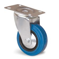 Roulette à platine pivotante caoutchouc bleu pare-fils Guitel Hervieu