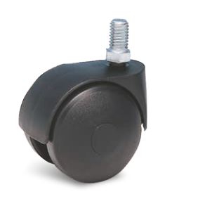 Roulette à tige filetée pivotante jumelée noire 40 kg Guitel Hervieu