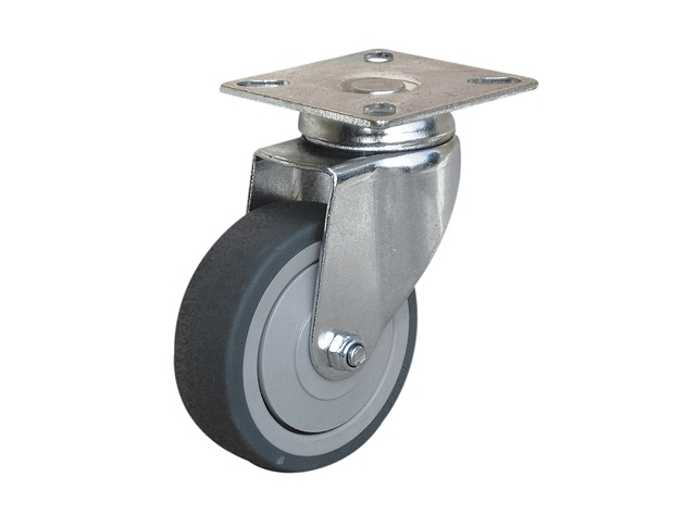 Roulette à platine pivotante caoutchouc thermoplastique gris 70 kg Guitel Hervieu