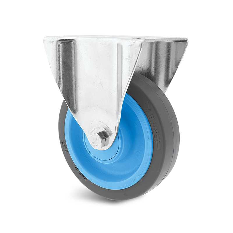 Roulette fixe E5B-63 / E6L-63 à platine non tachant gris pare-fils étanche à billes manutention souple tous sol