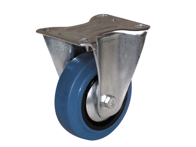 Roulette à platine fixe caoutchouc bleu pare-fils Ø 100 - 150 kg Guitel Hervieu