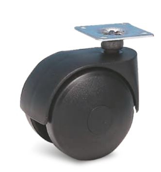 Roulette à platine pivotante jumelée noire Guitel Hervieu