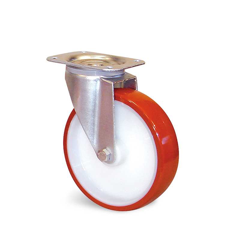  Roulette à platine pivotante polyuréthane rouge 