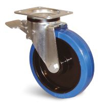 Roulette en polyamide à platine pivotante à double blocage bleue Guitel Hervieu