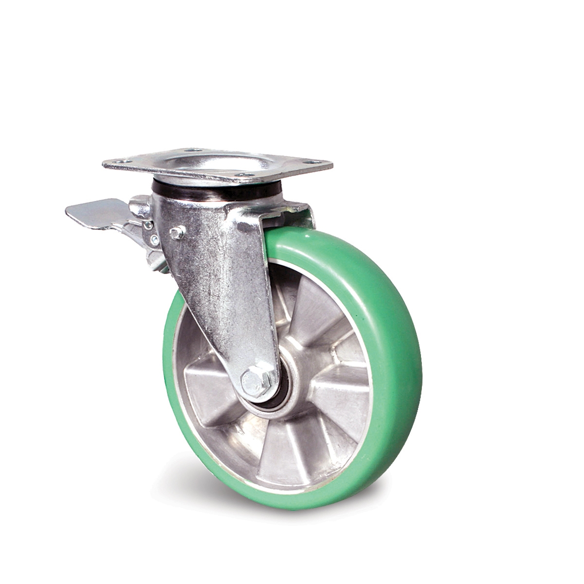 Roulette pivotante U5R-215 à platine bombée à billes non tachant résistant avec frein stop top