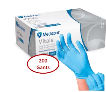 Gants nitrile non poudrés Medicom® Advanced Vitals™ - Bleu Hopen