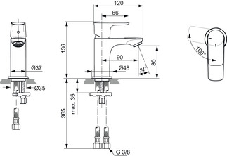 Mitigeur lavabo Piccolo A7019AA Ideal Standard