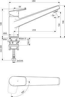 Mitigeur évier Ceraplan - Bec bas Ideal Standard