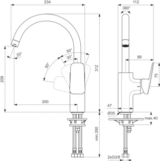 Mitigeur évier Ceraplan - Bec haut Ideal Standard