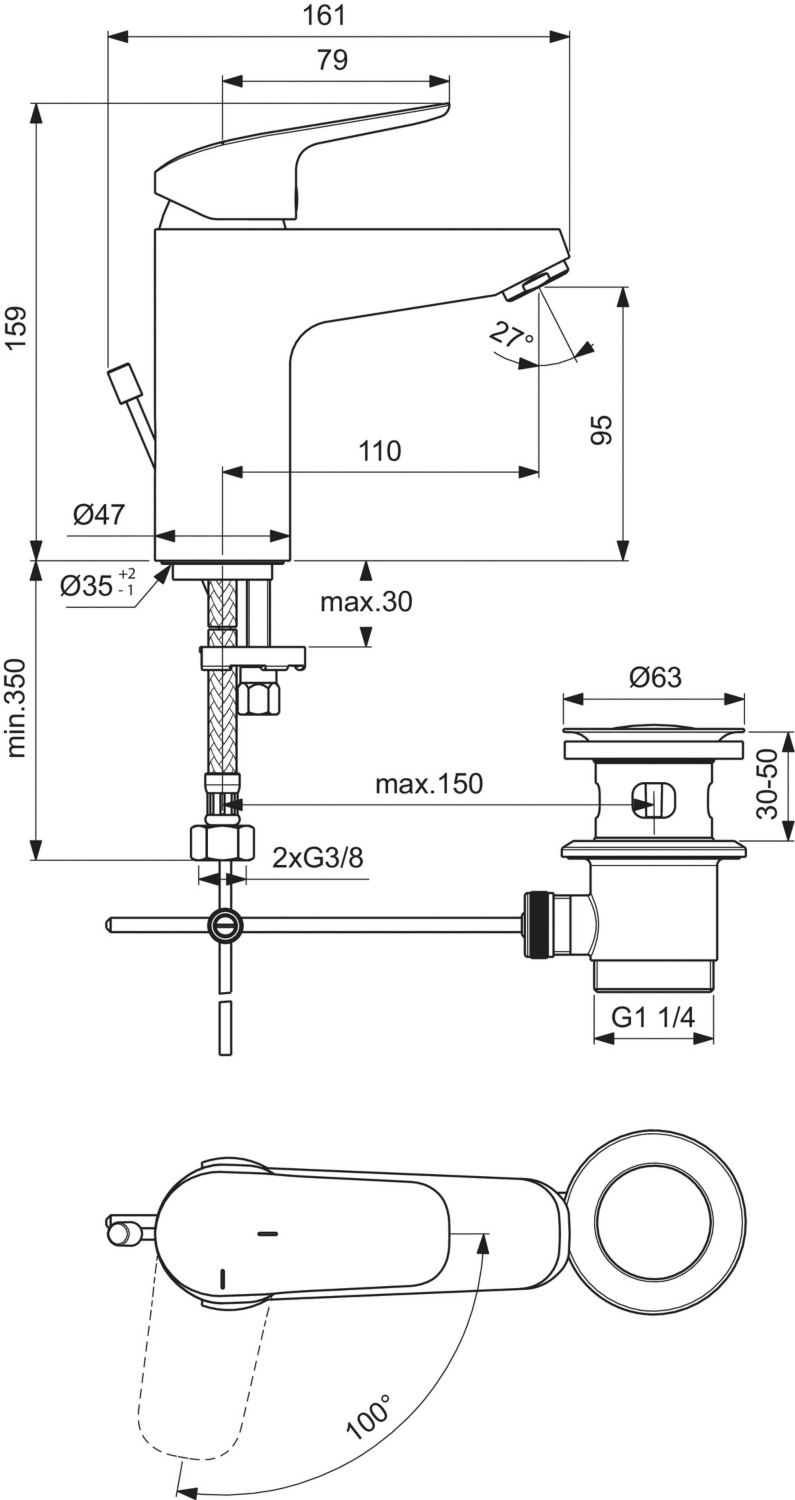 Mitigeur lavabo Ch3 Okyris D0582AA Porcher