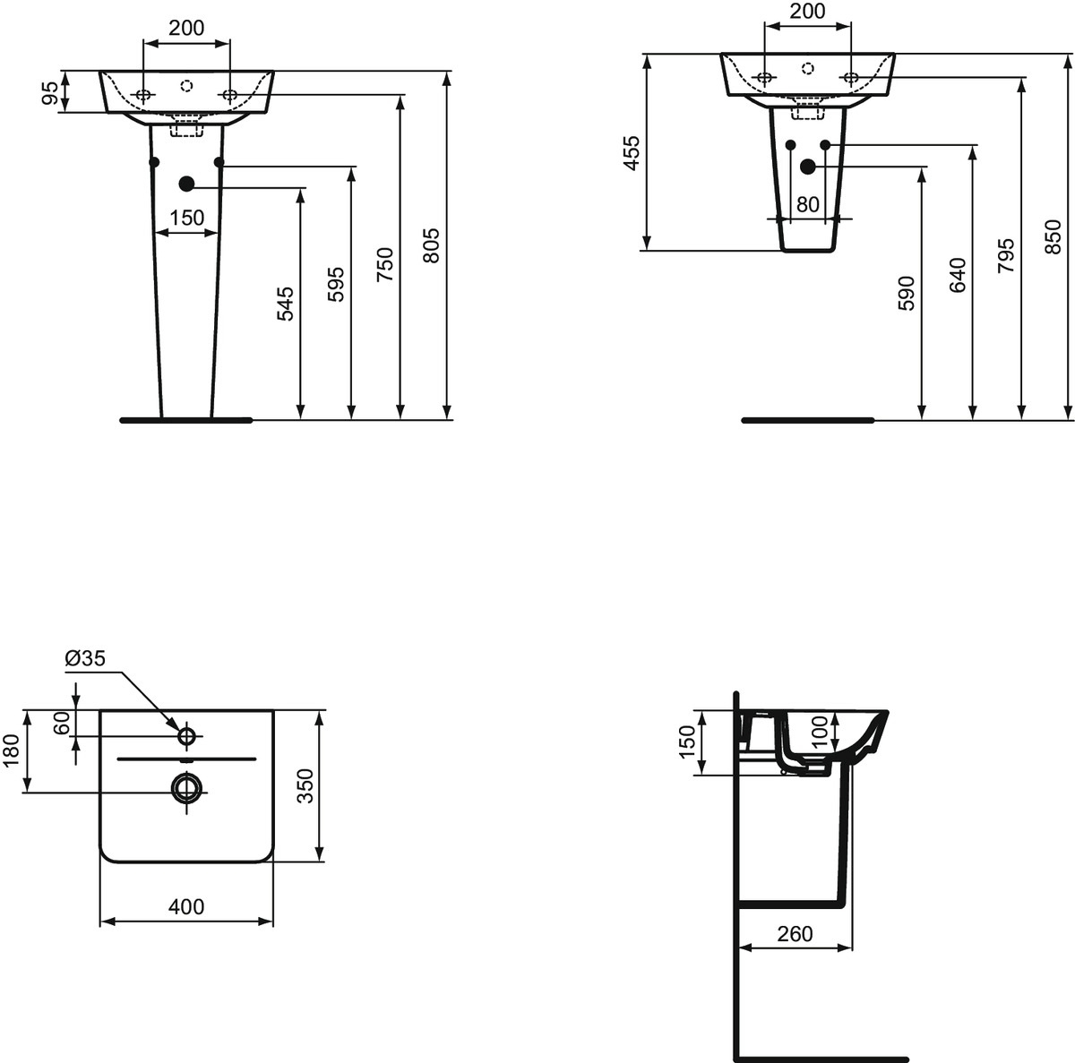 Lave-mains cube Connect Air Ideal Standard