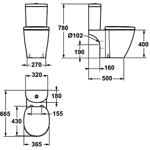 Réservoir Connect Arc 3/6 litres - Alimentation latérale E786101 Ideal Standard