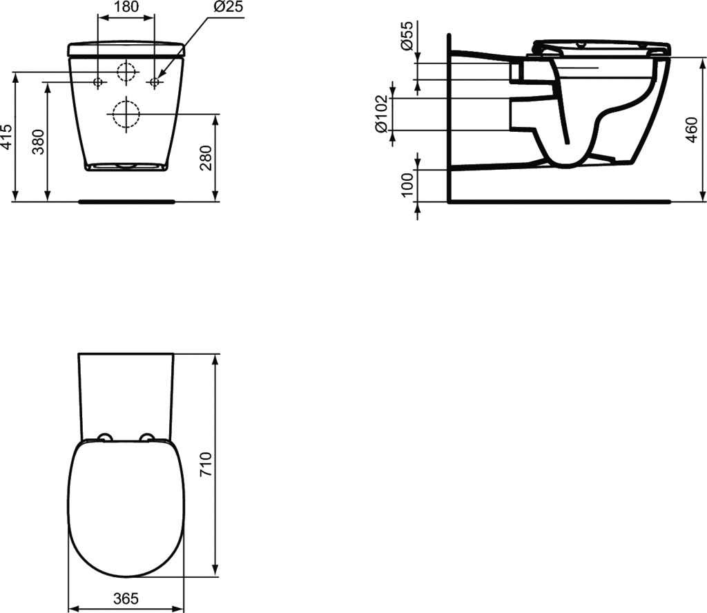 Cuvette WC suspendue rallongée Matura carénée sans bride Porcher