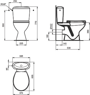 Pack WC à poser complet Noé - Sortie horizontale P948001 Porcher