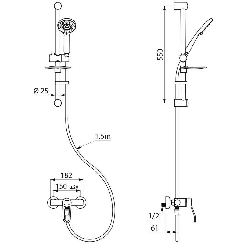 Combiné de douche mécanique 2739 Delabie