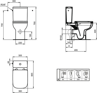 PORCHER Pack WC suspendu OKYRIS sans bride RimLS+ avec abattant sta