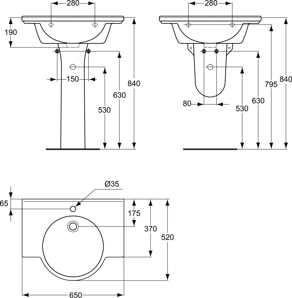 Plan vasque PMR Sapho P164401 Porcher