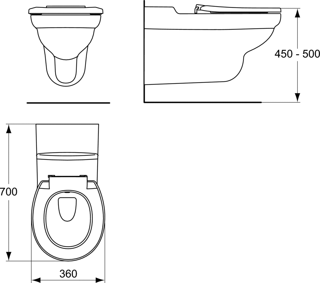 Cuvette WC suspendue rallongée Matura 2 sans bride Porcher