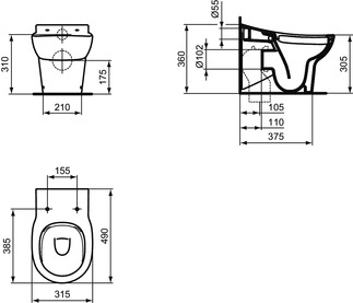 Cuvette seule à poser Contour 21 - Sortie horizontale Porcher
