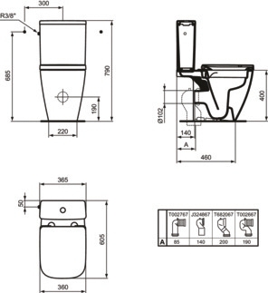 Pack WC à poser complet compact i.life S RimLS+ - Sortie horizontale Ideal Standard