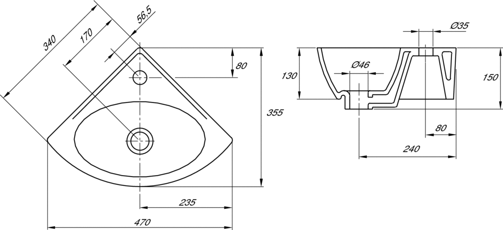 Lave-mains d'angle Matura P123501 Porcher