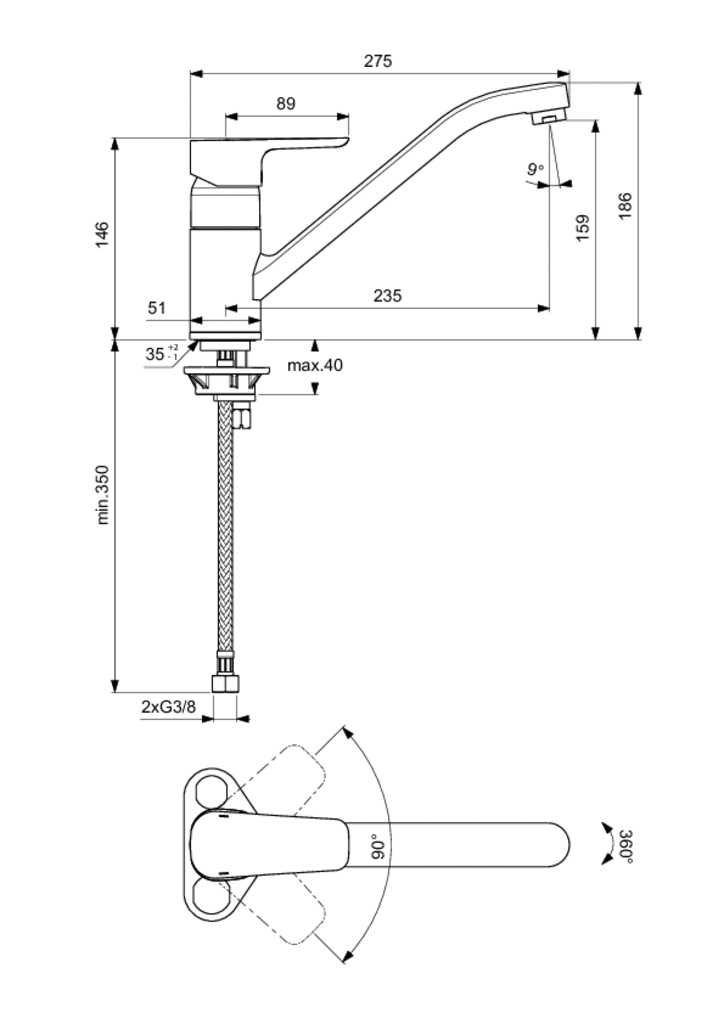 Mitigeur évier Kheops B0741AA Ideal Standard