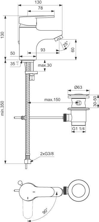 Mitigeur lavabo Olyos C3 Porcher