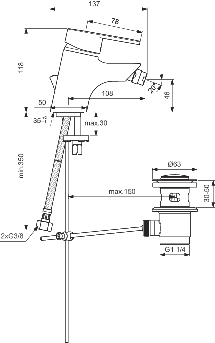 Mitigeur bidet Olyos D1117AA Porcher