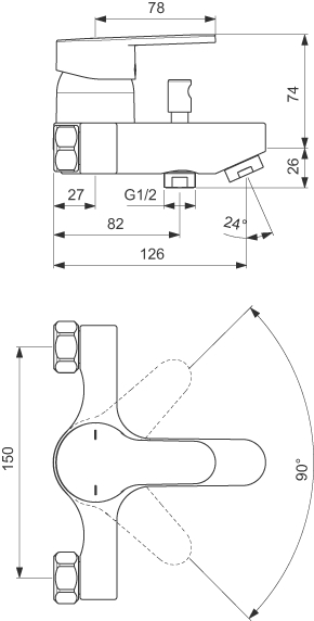 Mitigeur bain-douche Olyos - Sans raccords D1150AA Porcher