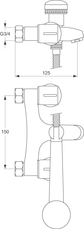Mélangeur bain-douche Ulysse - Tête à clapet - Avec hydro D1643AA Porcher