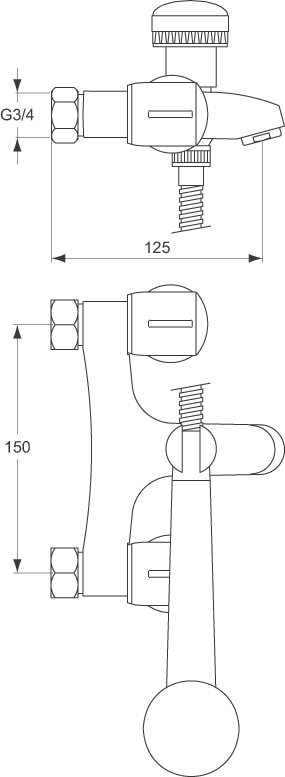 Mélangeur bain-douche Ulysse - Tête à clapet D1648AA Porcher