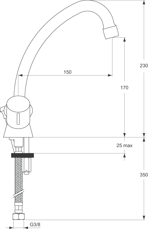 Mélangeur lavabo Ulysse - Tête à clapet D1603AA Porcher