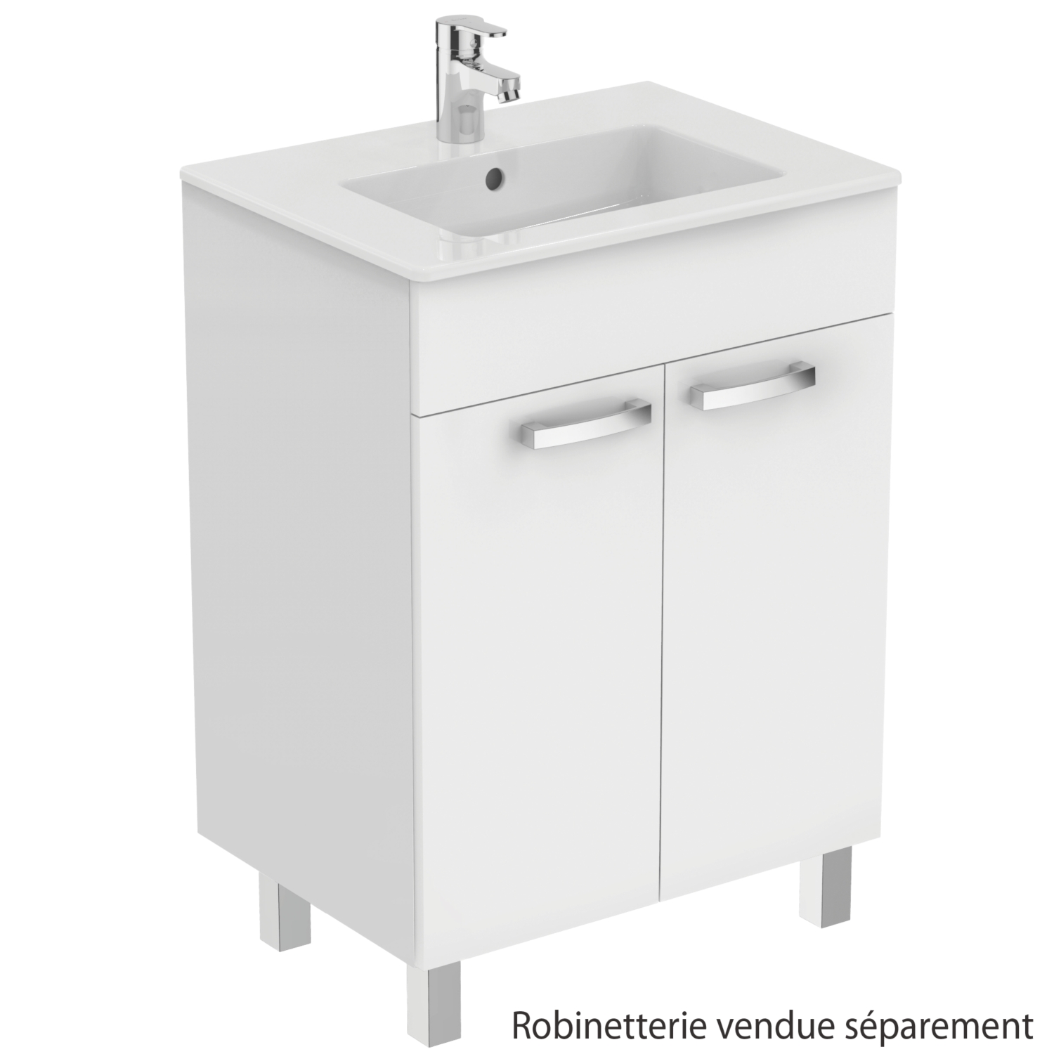  Meuble sous-plan et plan vasque Ulysse Gemma2 sur pieds 2 portes - 60 cm 