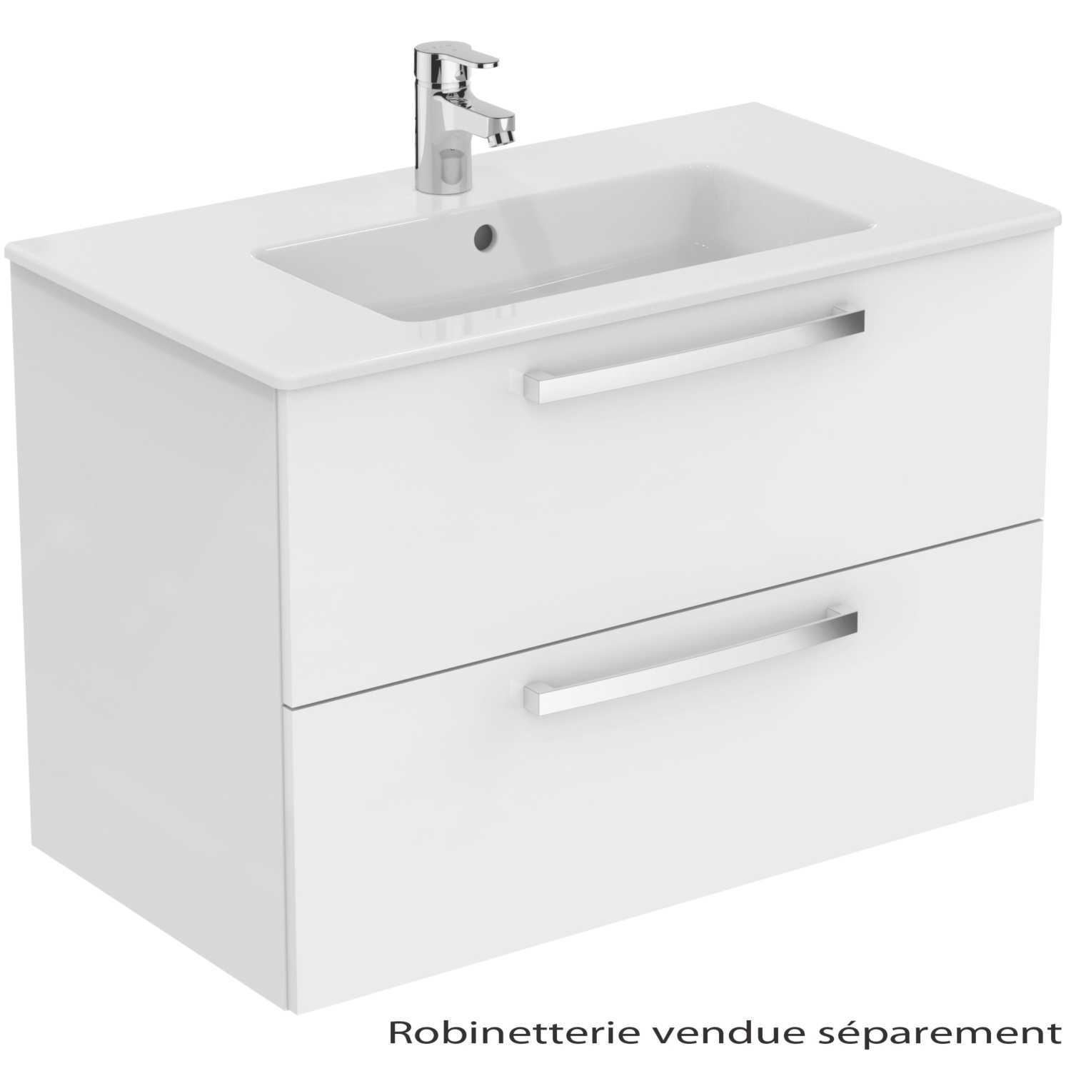 Meuble sous-plan et plan vasque Ulysse suspendu 2 tiroirs - 80 cm Porcher