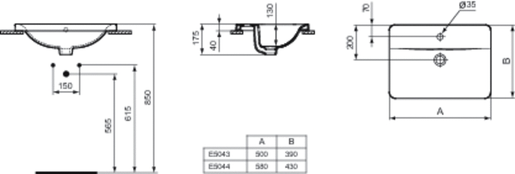Vasque Connect rectangulaire Ideal Standard