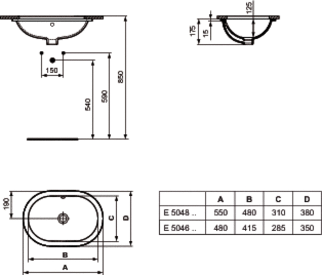 Vasque Connect ovale à encastrer par-dessous Ideal Standard
