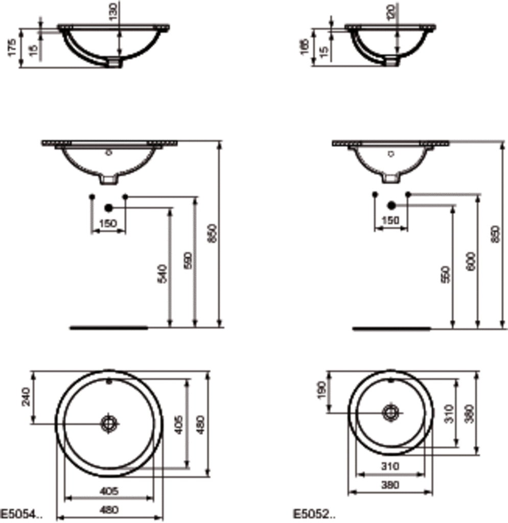 Vasque Connect ronde à encastrer par-dessous Ideal Standard