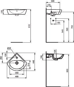 Lave-mains d'angle Ulysse E899701 Porcher